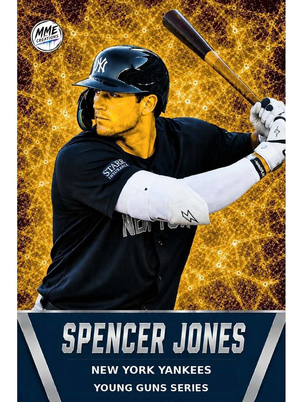 4238 Spencer Jones | Young Guns | Laminated Custom Baseball Card | Gold Ice